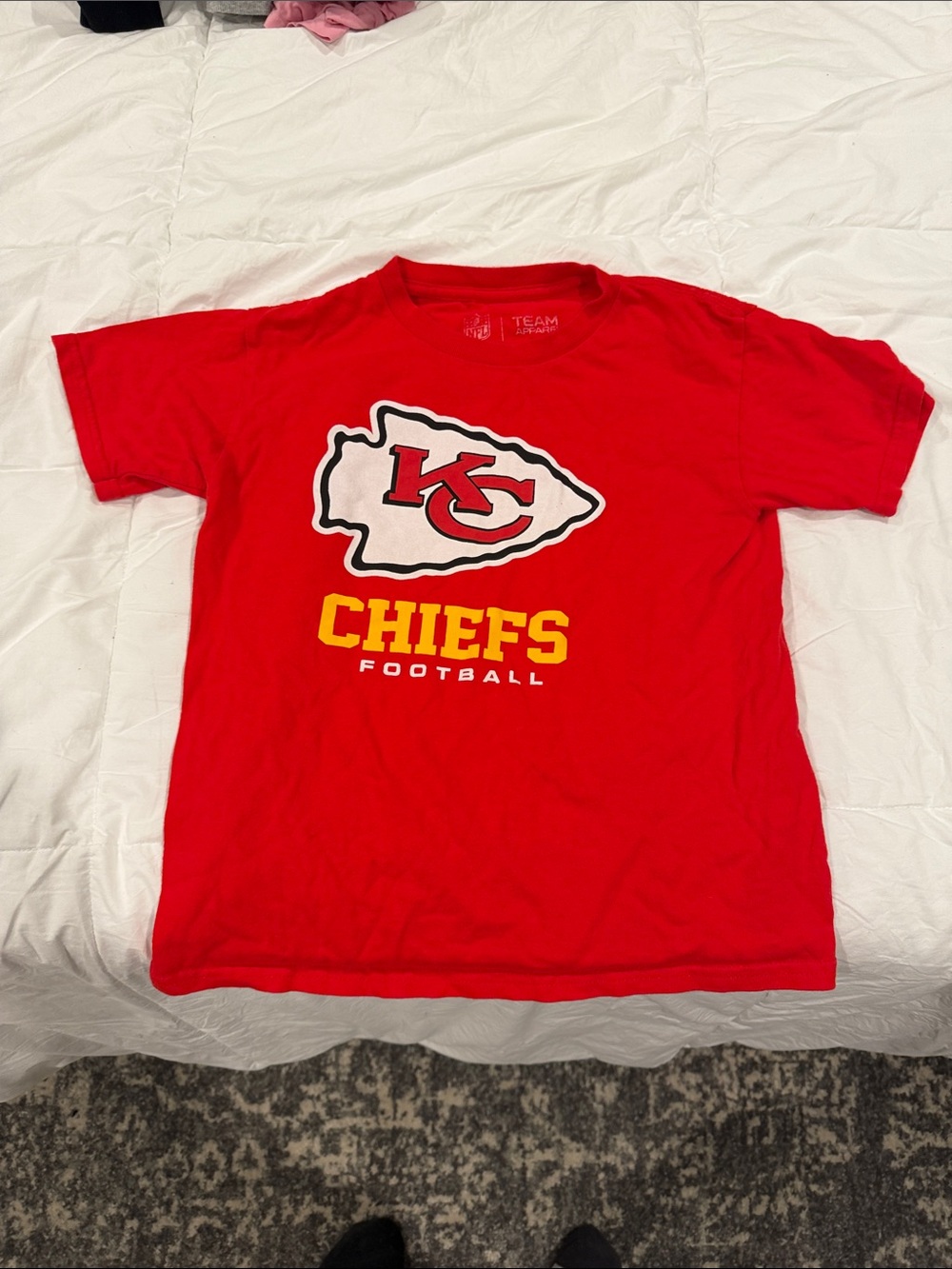NFL Red Kansas City Chiefs Short Sleeve Tee with Yellow Lettering